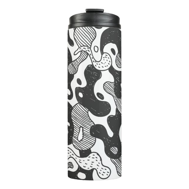 Bouteilles Isothermes camouflage abstrait style doodé, noir (Devant)