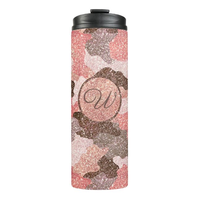 Bouteilles Isothermes Camouflage de la Parties scintillant Rose Gold Cam (Devant)