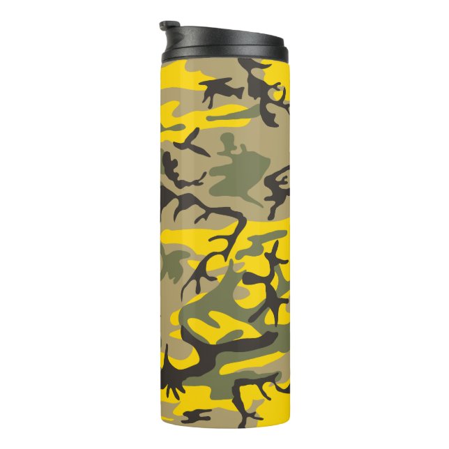 Bouteilles Isothermes Camouflage jaune et vert, Militaire, Armée (Tourné sur la droite)