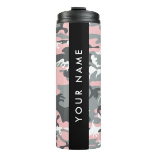 Bouteilles Isothermes Camouflage rose et gris Votre nom Personnalisez