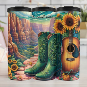 Bouteilles Isothermes Canyon de guitare Fleur Botte Cowboy