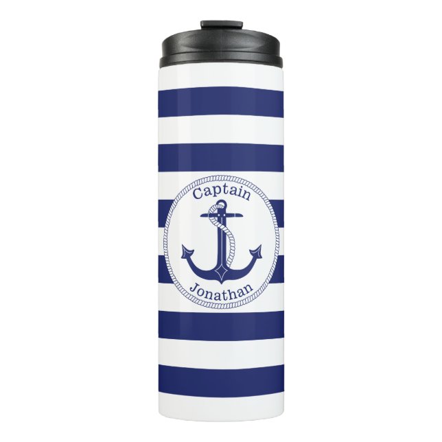 Bouteilles Isothermes Capitaine nautique Personalized de bleu marine (Devant)
