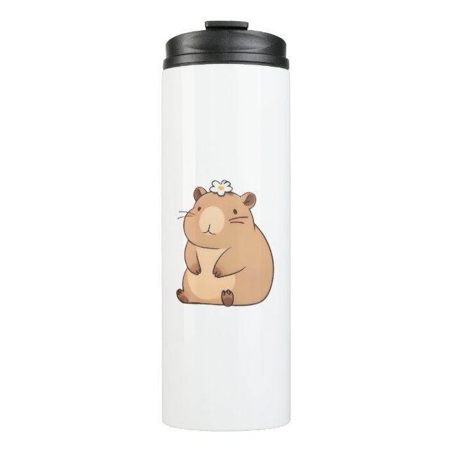 Bouteilles Isothermes Capybara mignon avec conception Kawaii de fleur de (Devant)