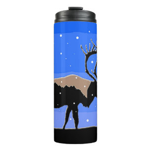 Bouteilles Isothermes Caribou en hiver - Art original de la faune