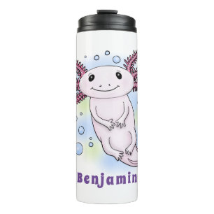 Bouteilles Isothermes Caricature axolotl rose adorable
