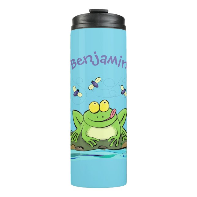Bouteilles Isothermes Caricature de grenouille vert mignon (Devant)