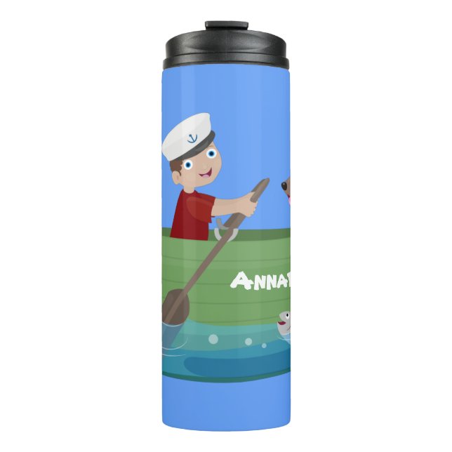 Bouteilles Isothermes Caricature de voilier et de canot à rames garçon m (Devant)