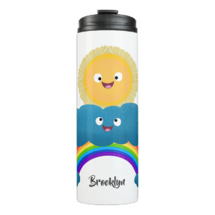 Bouteilles Isothermes Caricature en arc-en-ciel du joyeux nuage de solei