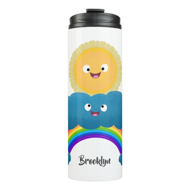 Bouteilles Isothermes Caricature en arc-en-ciel du joyeux nuage de solei (Devant)