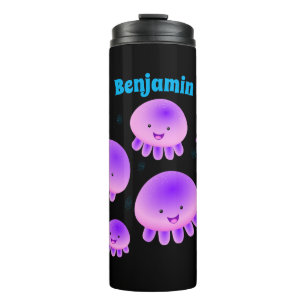 Bouteilles Isothermes Caricature kawaii de méduse violette rose mou