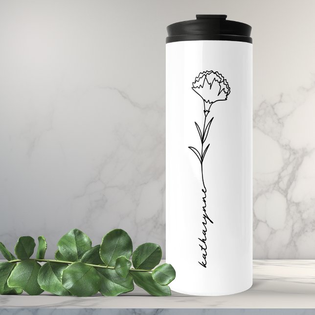 Bouteilles Isothermes Carnation des fleurs du mois de naissance Janvier  (January Birth Month Flower Tumbler)