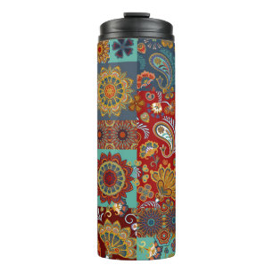Bouteilles Isothermes Carreau de patchwork vintage sans soudure avec pai