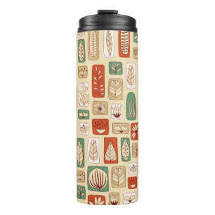 Bouteilles Isothermes Carreaux de design scandinave avec feuilles abstra
