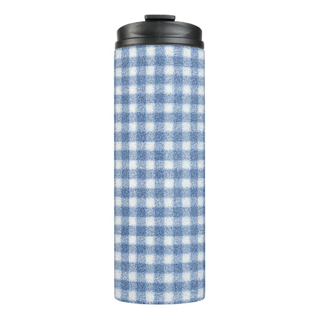 Bouteilles Isothermes Carreaux Gingham Bleu et Blanc Classiques  (Devant)