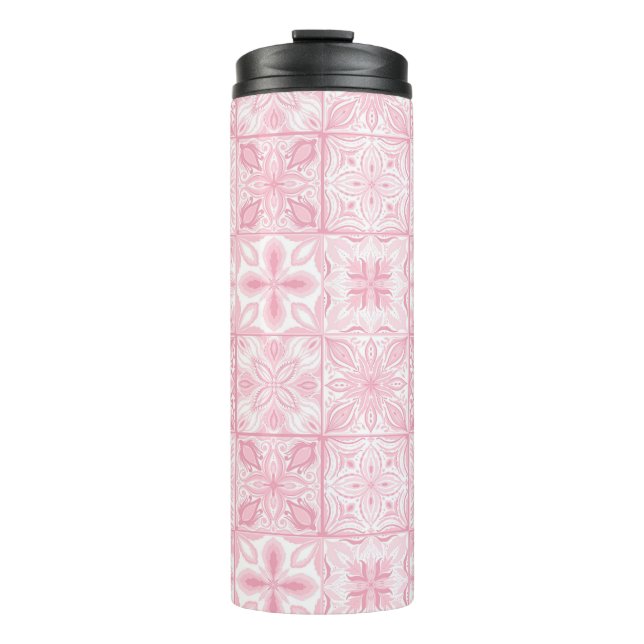 Bouteilles Isothermes Carreaux ornés en rose (Devant)