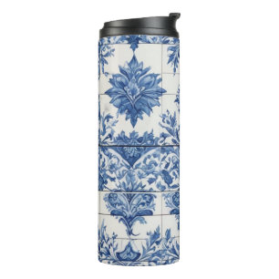 Bouteilles Isothermes Carrelage Décor Bleu Et Blanc