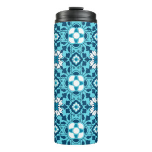Bouteilles Isothermes Carrelage marocain floral, Indigo, bleu ciel et bl