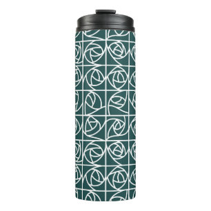 Bouteilles Isothermes Carrés Roses Art déco Stylisé vert floral