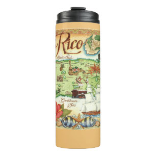 Bouteilles Isothermes Carte colorée vintage de Porto Rico Tumbler thermi