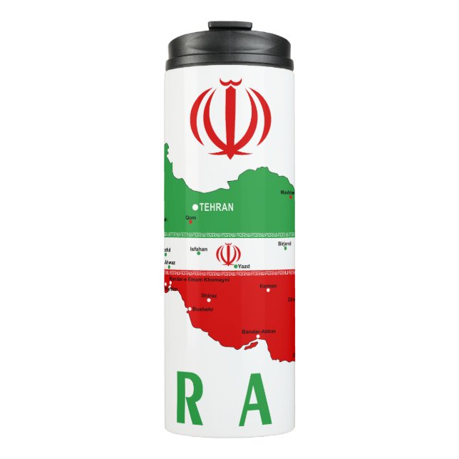 Bouteilles Isothermes Carte de l'Iran avec drapeau et emblème (Devant)