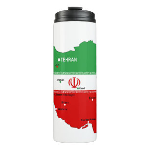 Bouteilles Isothermes Carte de l'Iran avec drapeau et emblème