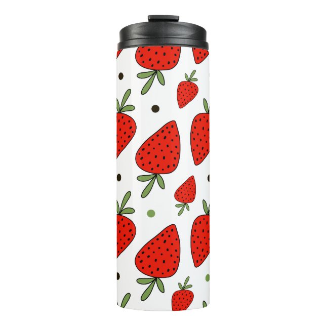 Bouteilles Isothermes Cartoon Red Strawberries Motif sans couture (Devant)