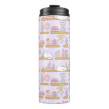 Cats In the Library Thermal Tumbler Girly Purple