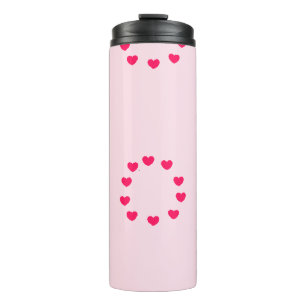 Bouteilles Isothermes Cercles de coeur rouge sur rose