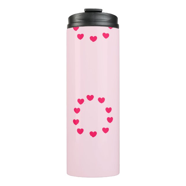 Bouteilles Isothermes Cercles de coeur rouge sur rose (Devant)