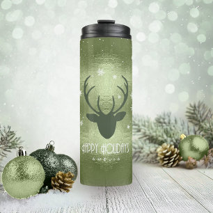 Bouteilles Isothermes Cerfs Antlers Silhouette & Snowflakes Green ID861