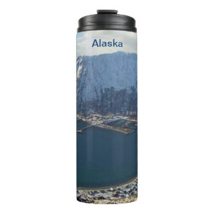 Bouteilles Isothermes Chaîne de Montagnes d'Alaska et Ville en Bas