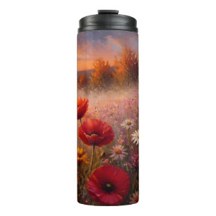 Bouteilles Isothermes Champ de coquelicots au coucher du soleil, peintur