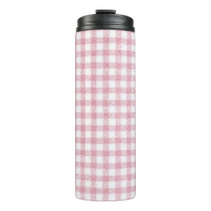 Bouteilles Isothermes Charme Velouté Rose et Blanc Gingham