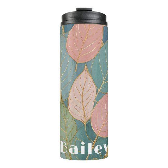 Bouteilles Isothermes Charpente capricieuse : Pastel Feuilles (Devant)