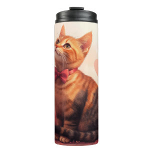 Bouteilles Isothermes Chat Abyssin avec des Roses - Saint-Valentin