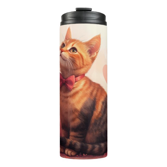 Bouteilles Isothermes Chat Abyssin avec des Roses - Saint-Valentin  (Devant)