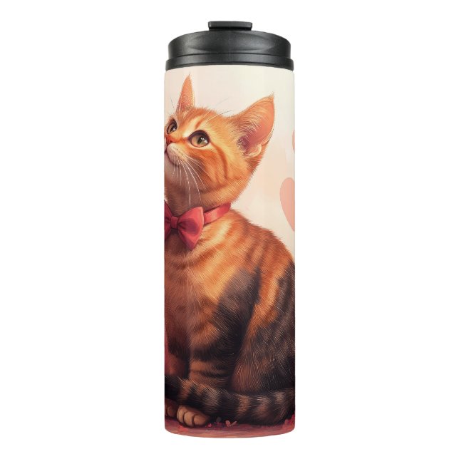 Bouteilles Isothermes Chat Abyssin avec des Roses - Saint-Valentin (Devant)