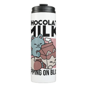 Bouteilles Isothermes Chat au Lait Chocolaté Kawaii – Boisson Confortabl