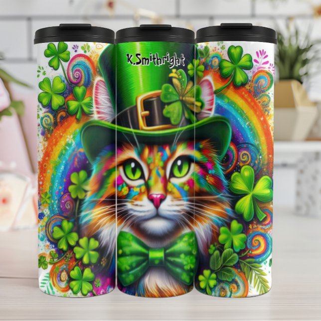 Bouteilles Isothermes Chat avec Casquette Leprechaun (Créateur téléchargé)