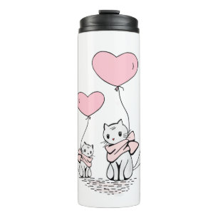 Bouteilles Isothermes Chat Balloon amour Kitten Coeur rose