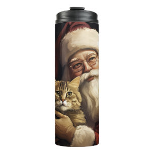 Bouteilles Isothermes Chat Bengal avec le Père Noël Festif Noël