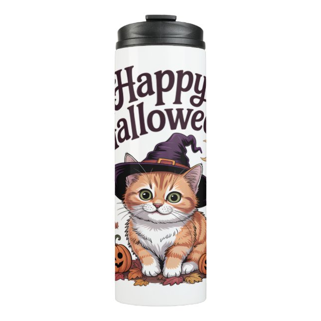 Bouteilles Isothermes Chat Citrouille Joyeux Halloween (Devant)