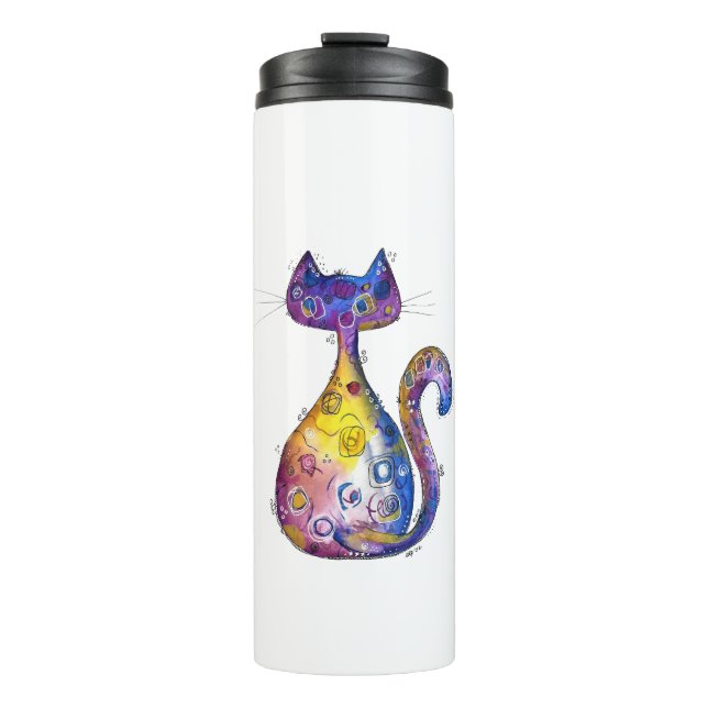 Bouteilles Isothermes Chat couleur blanc mignon (Devant)