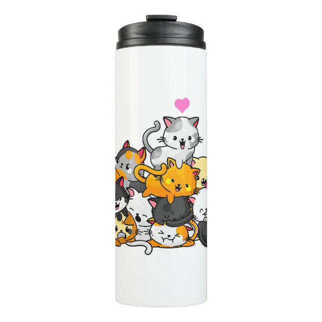 Bouteilles Isothermes Chat Cute Kitty Pile Chats Anime Kawaii Neko Cadea (Devant)