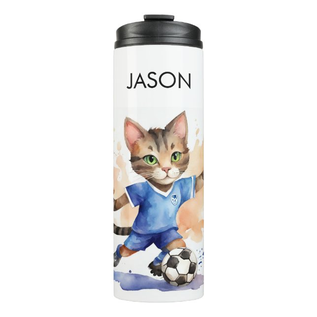 Bouteilles Isothermes Chat Cute Soccer Thème Drink Tumbler (Devant)