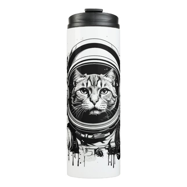 Bouteilles Isothermes Chat d'astronaute noir et blanc (Devant)