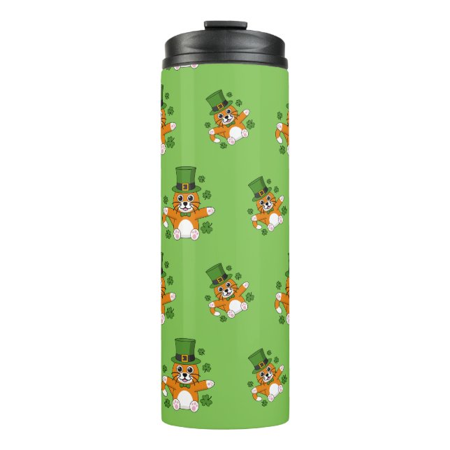 Bouteilles Isothermes Chat de la Saint Patrick avec dessin Shamrock (Devant)