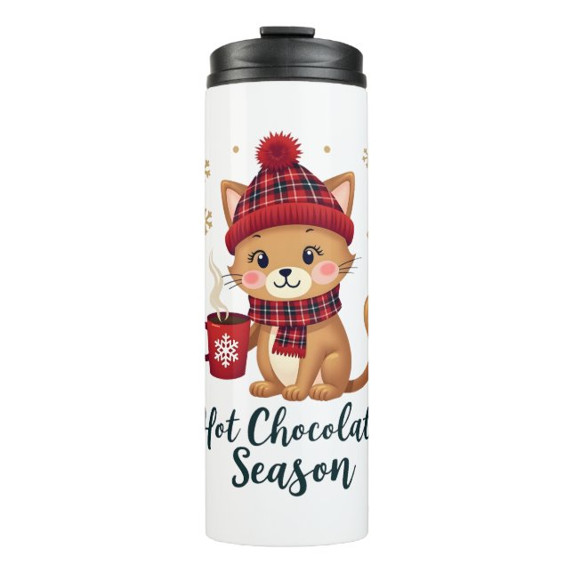 Bouteilles Isothermes Chat Drôle Chocolat Chaud Saison Joyeux Noël Maman (Devant)