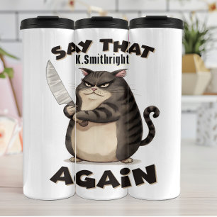 Bouteilles Isothermes Chat en colère avec graphique de couteau