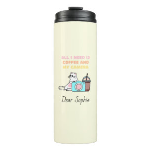 Bouteilles Isothermes Chat en lunettes de soleil&Caméra&Café Tumbler The